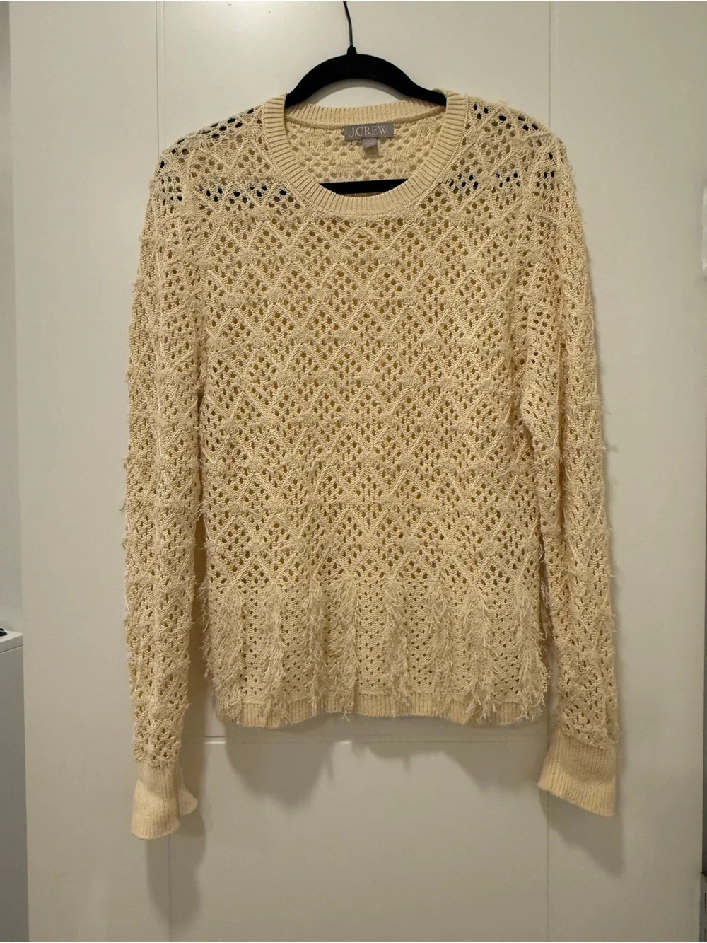 J. Crew Cream Open-Knit Summer Sweater - Women's Large